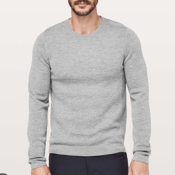 Lululemon Alpine Air Crew Sweater Men Gray Merino Wool Long Sleeve XL - Picture 1 of 10